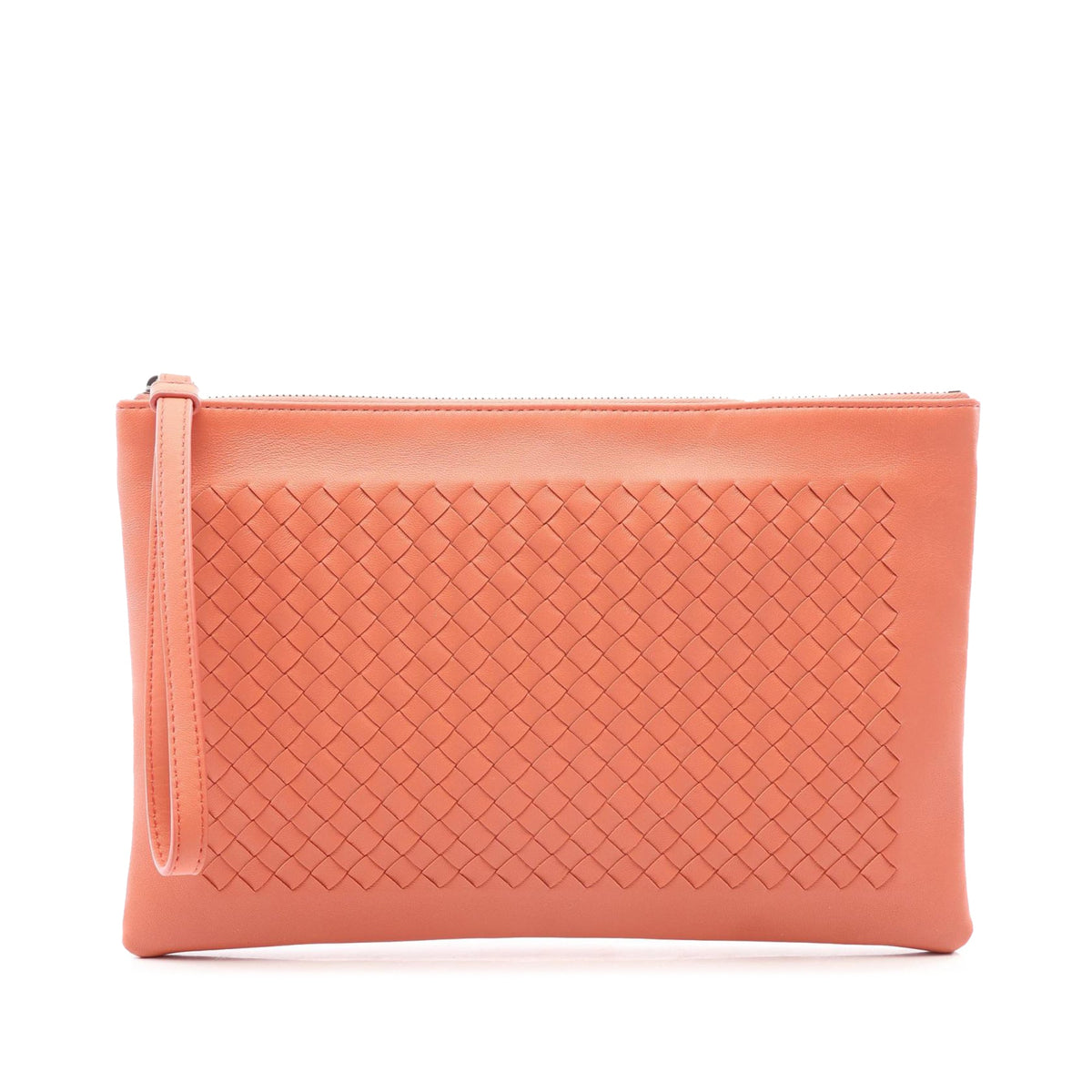 Bottega Veneta Nappa Intrecciato Clutch — Orange