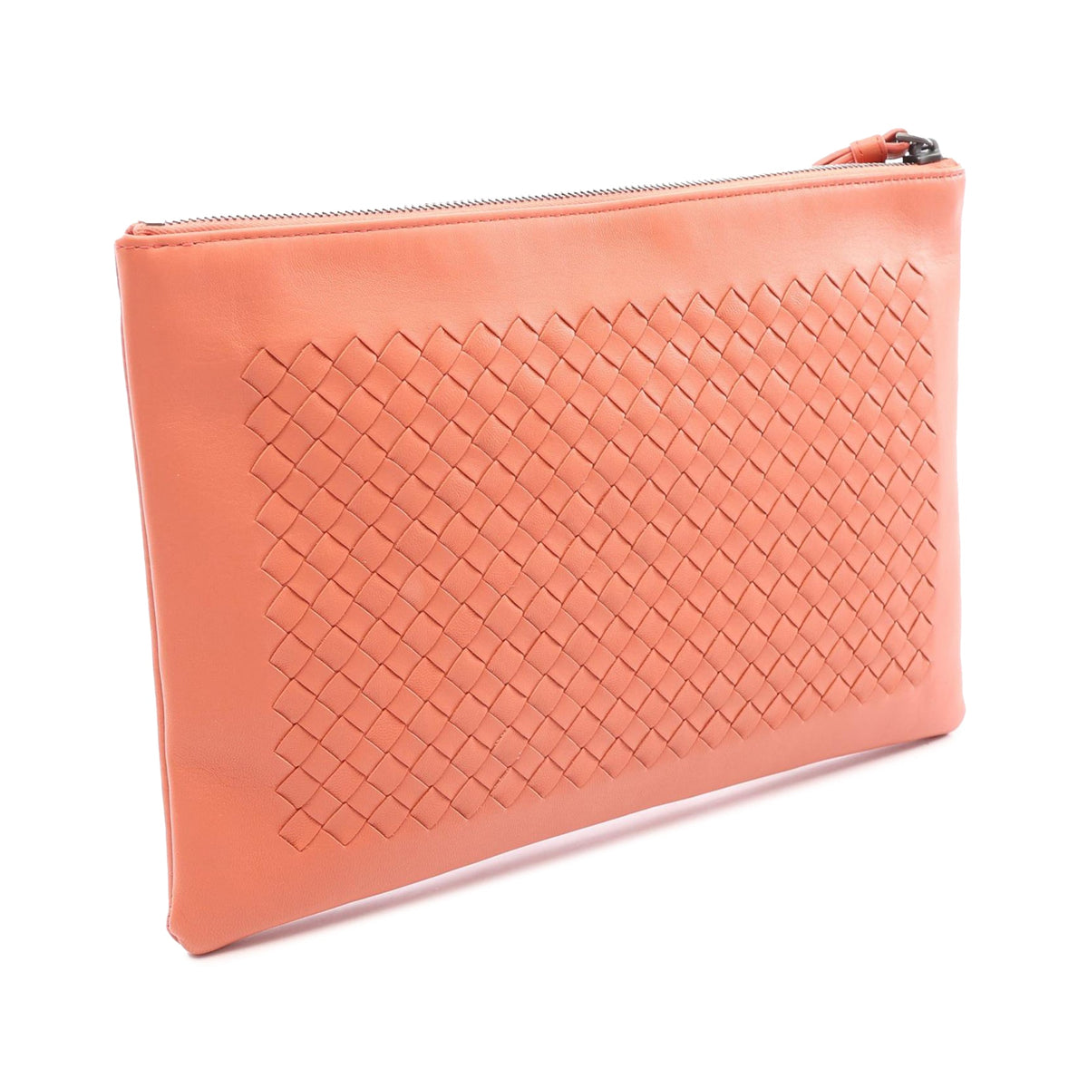 Bottega Veneta Nappa Intrecciato Clutch — Orange