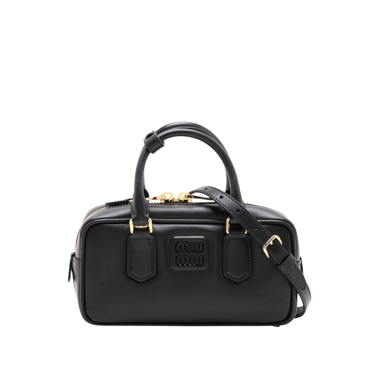 Miu Miu Small Leather Arcadie Satchel — Black