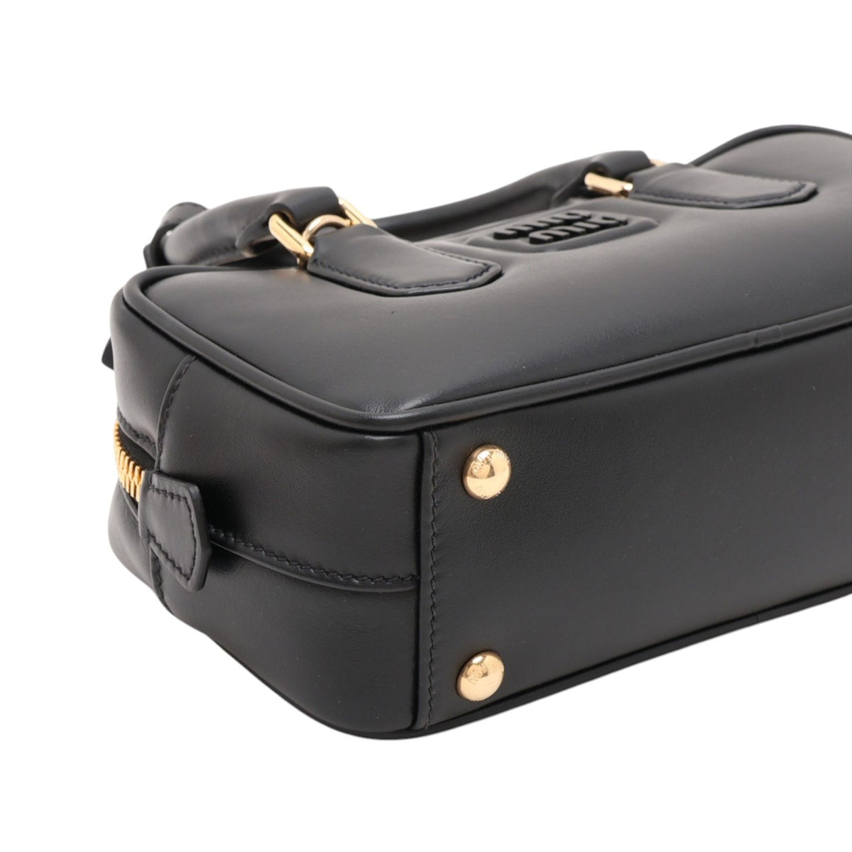 Miu Miu Small Leather Arcadie Satchel — Black