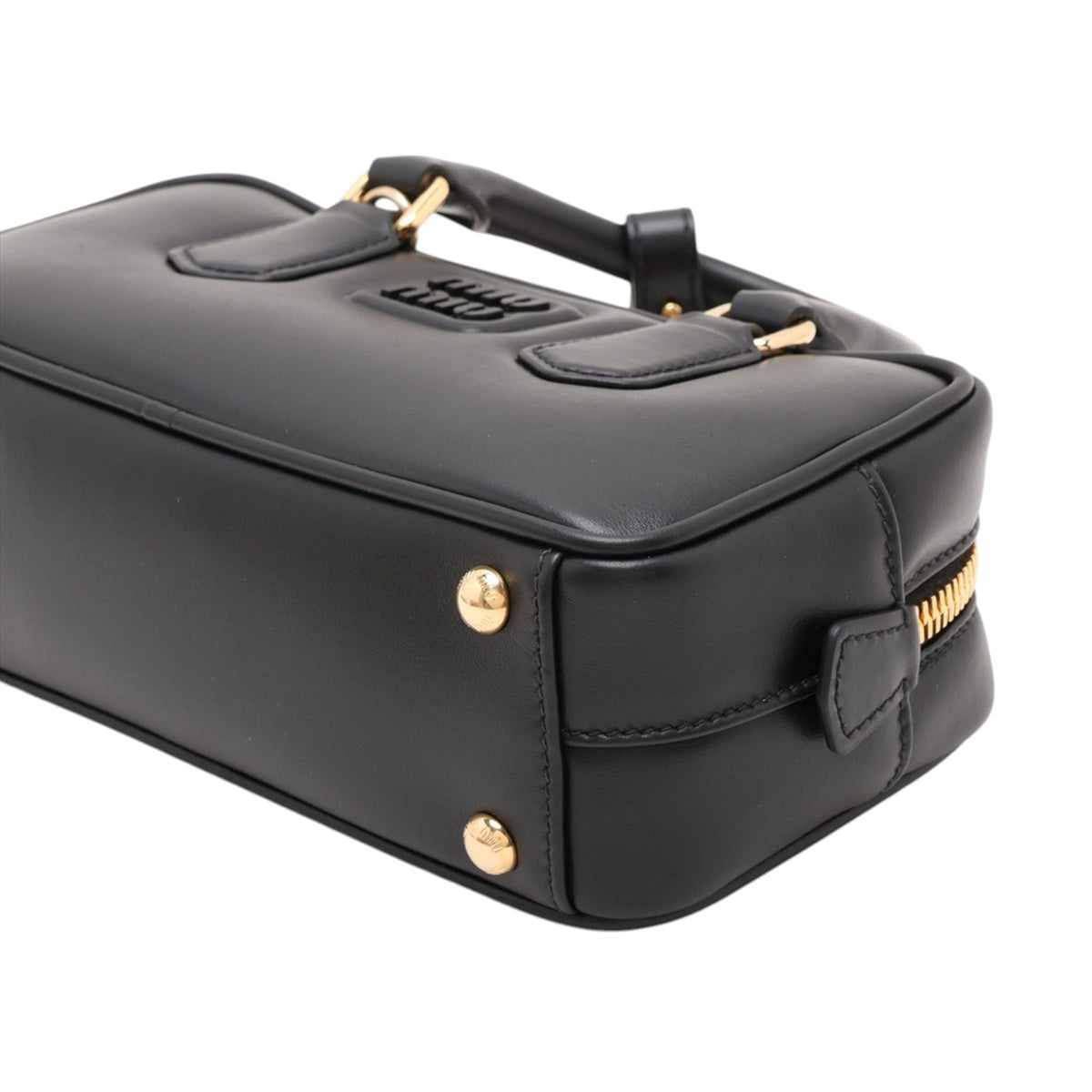 Miu Miu Small Leather Arcadie Satchel — Black