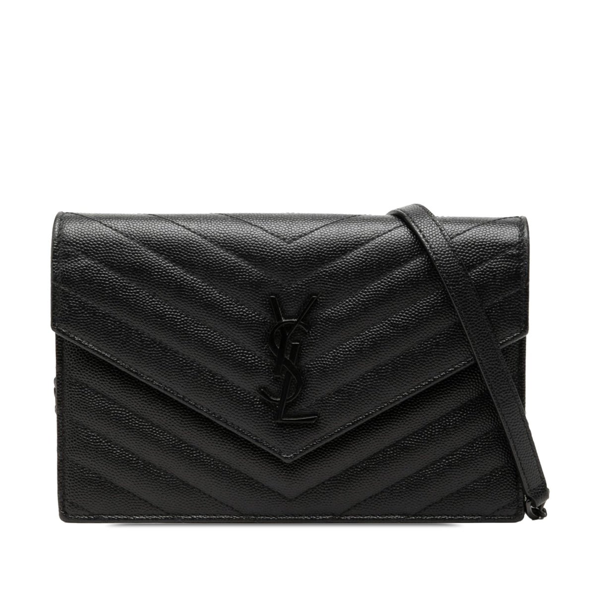 Saint Laurent Grain De Poudre Cassandre Monochrome Envelope Chain Wallet