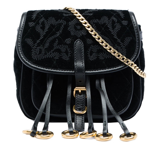 Prada Impuntu Embroidered Velluto Corsaire Convertible Belt Bag — Black