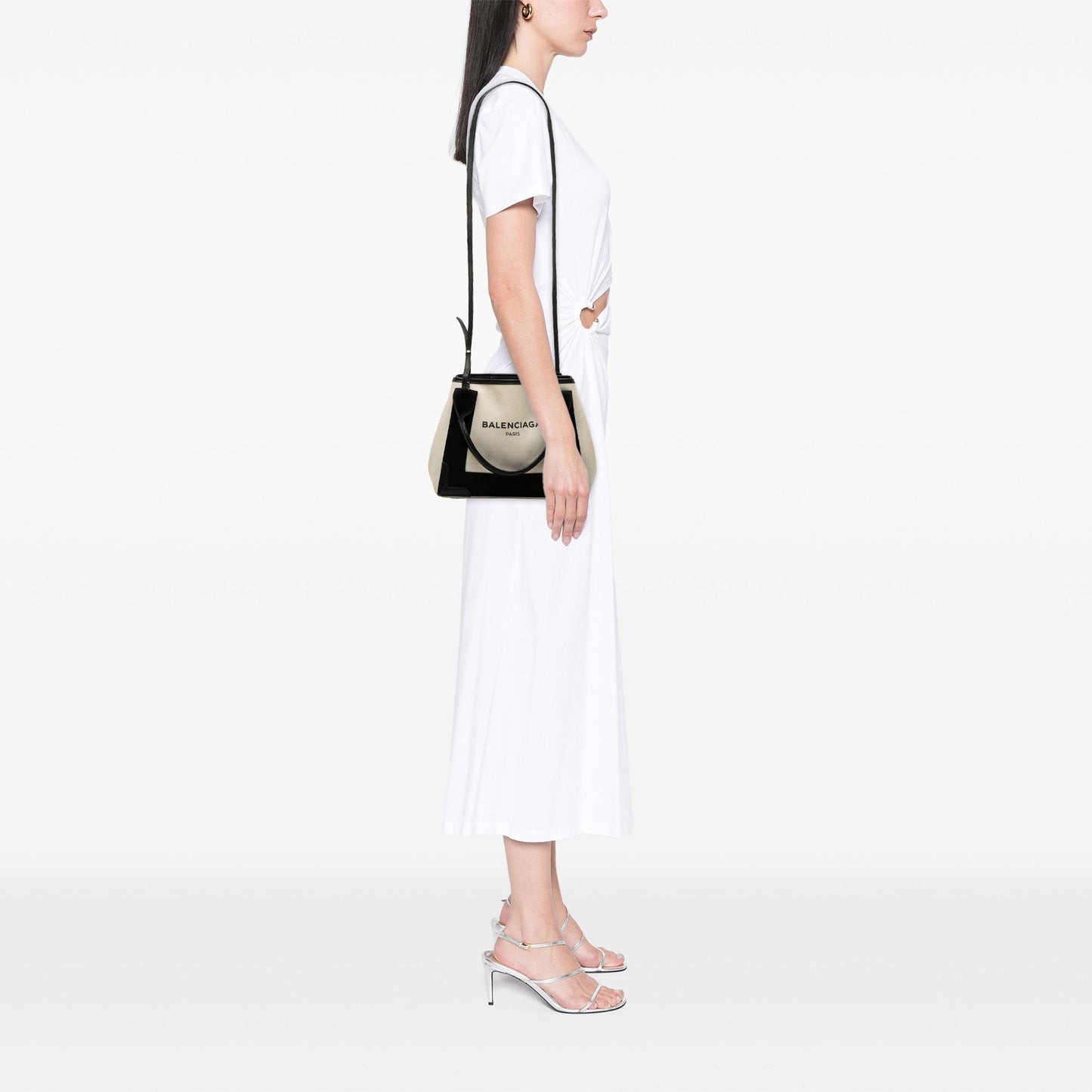 Balenciaga Canvas Navy Cabas Satchel XS