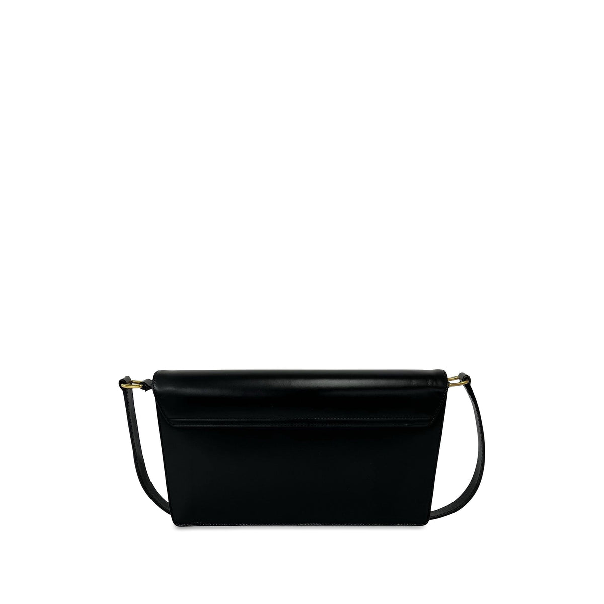 Celine Shiny Calfskin Triomphe Trapeze Shoulder Bag — Black