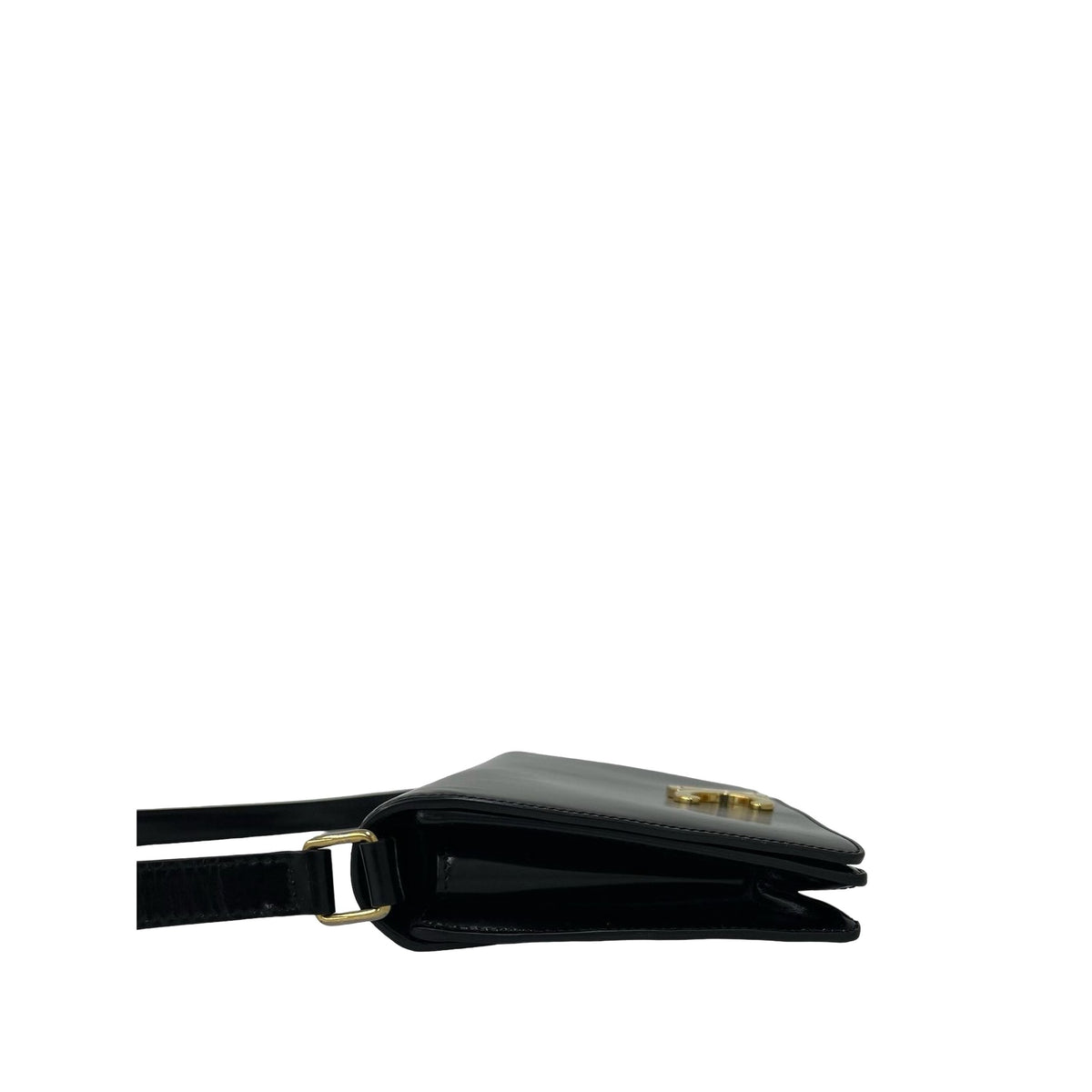 Celine Shiny Calfskin Triomphe Trapeze Shoulder Bag — Black