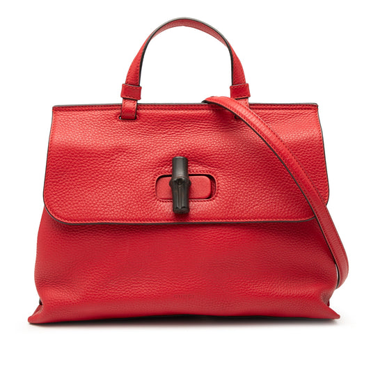 Gucci Medium Leather Bamboo Daily Satchel