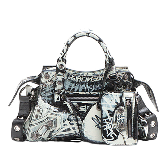 Balenciaga Lambskin Motocross Graffiti All Over Neo Cagole XS — White