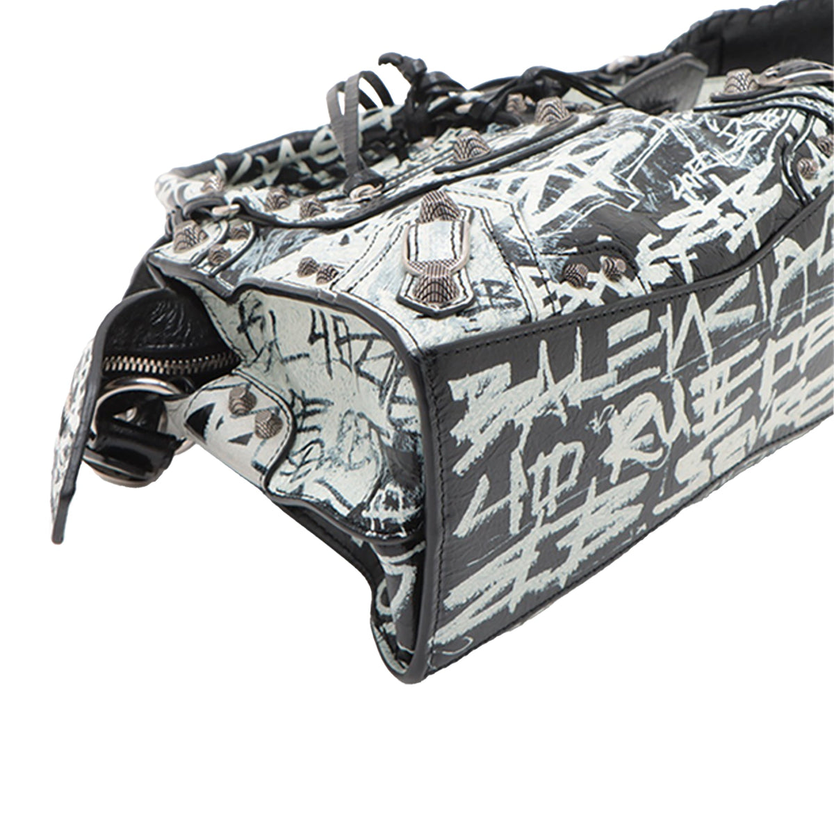 Balenciaga Lambskin Motocross Graffiti All Over Neo Cagole XS — White