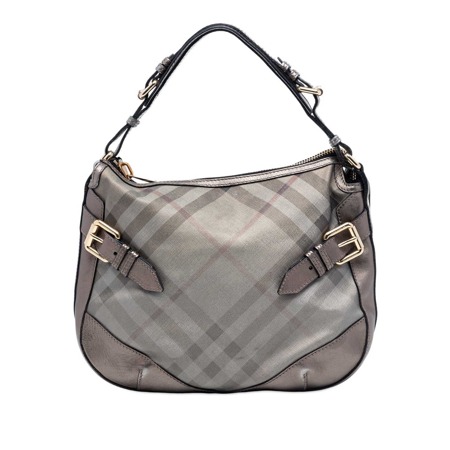 Burberry Supernova Check Coated Canvas and Metallic Leather Shoulder Bag
