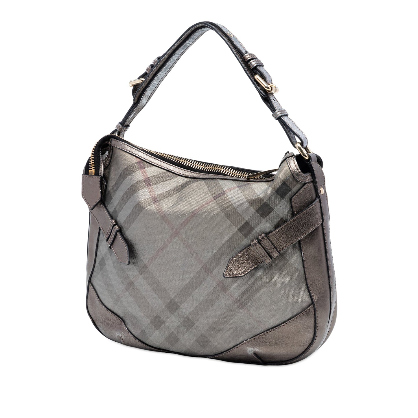 Burberry Supernova Check Coated Canvas and Metallic Leather Shoulder Bag