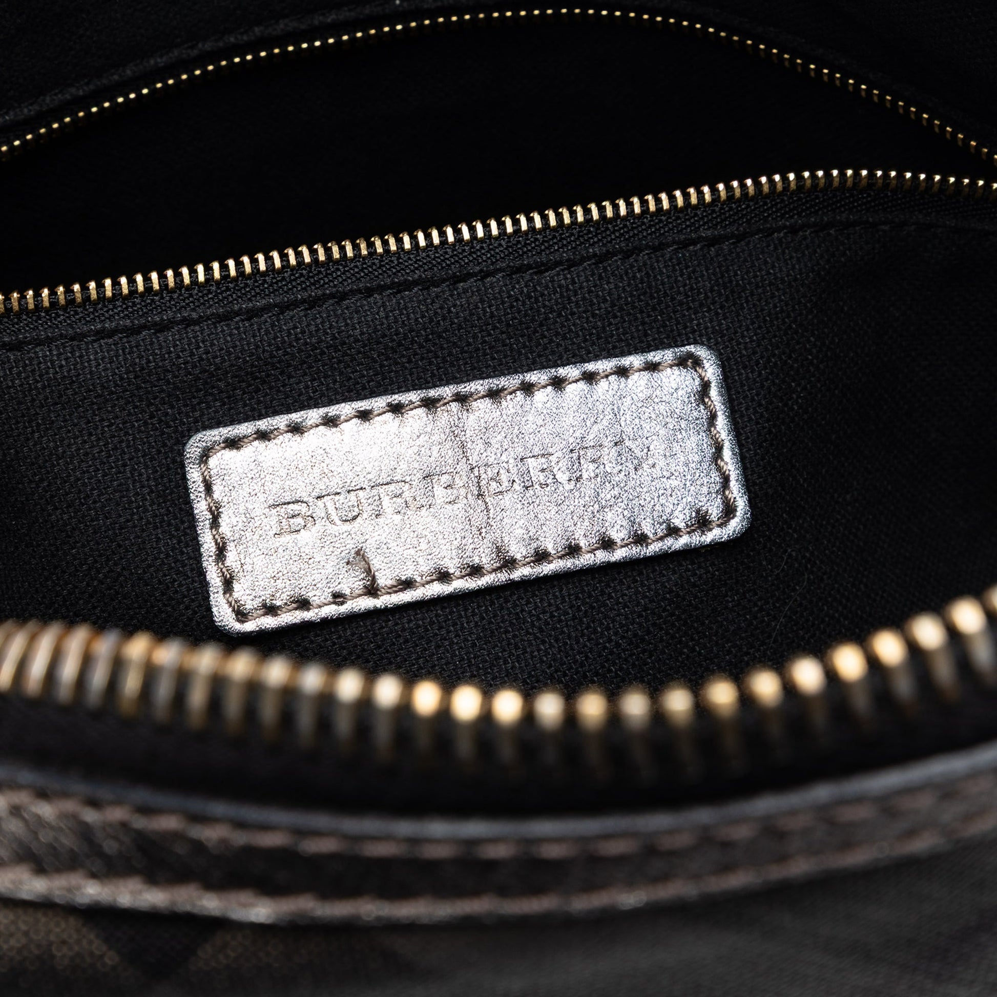 Burberry Supernova Check Coated Canvas and Metallic Leather Shoulder Bag