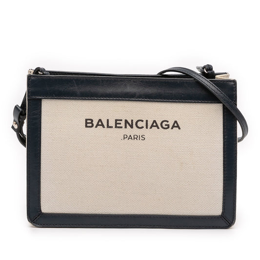 Balenciaga Canvas Navy Pochette Crossbody