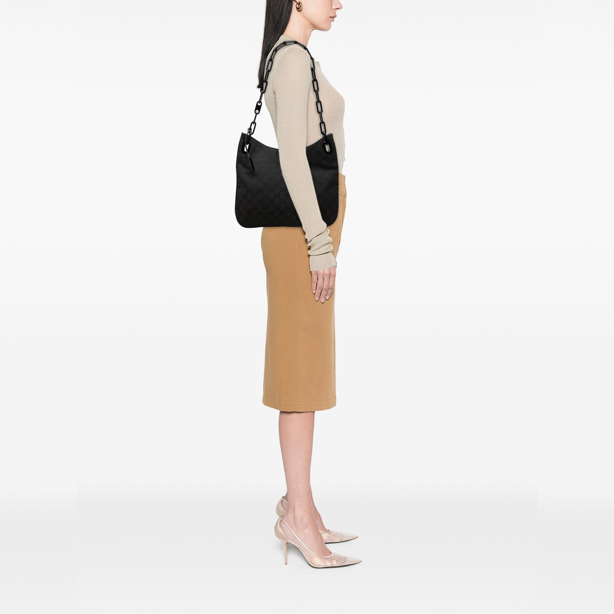 Gucci GG Canvas Chain Hobo — Black