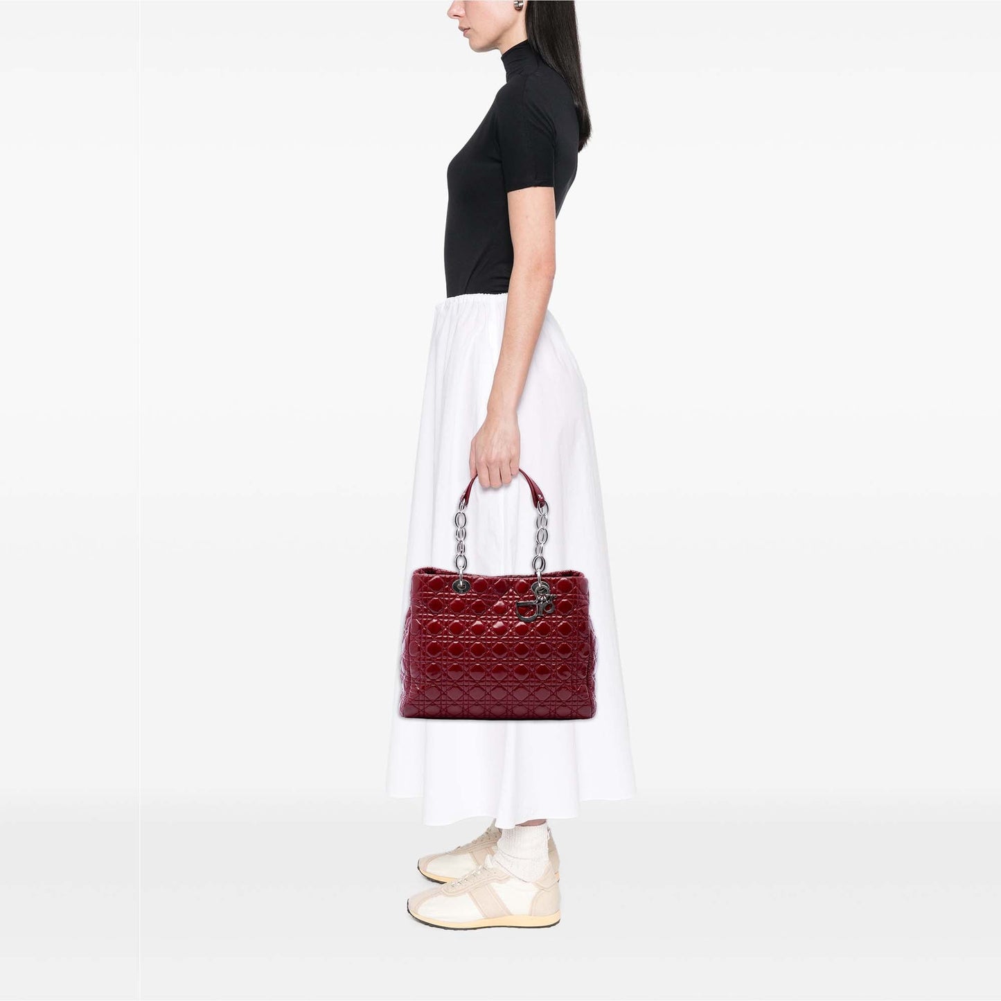 Dior Large Patent Cannage Lady Dior Soft Shopping Tote
