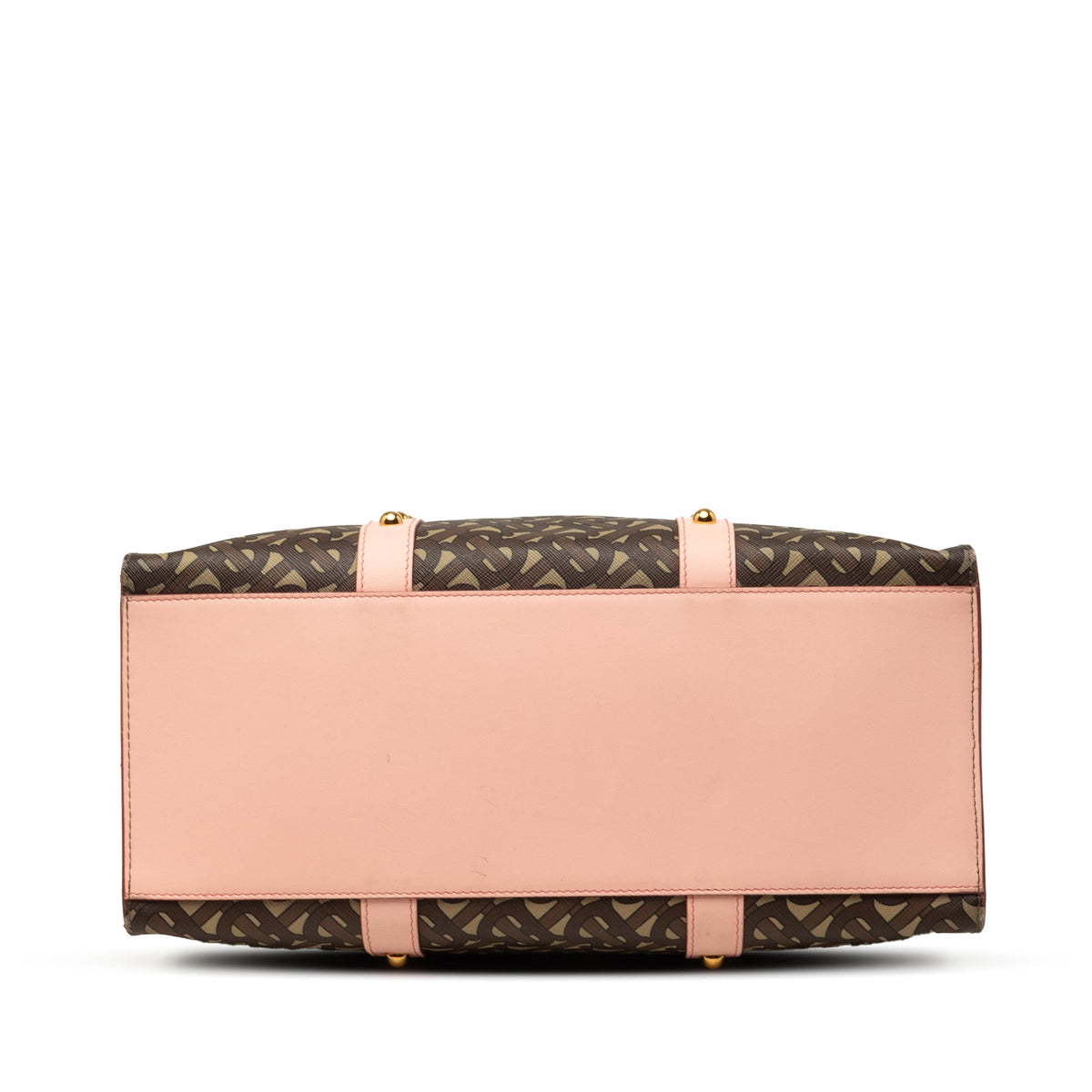 Burberry TB Monogram E Canvas and Studded Leather Vertical Tote — Pink