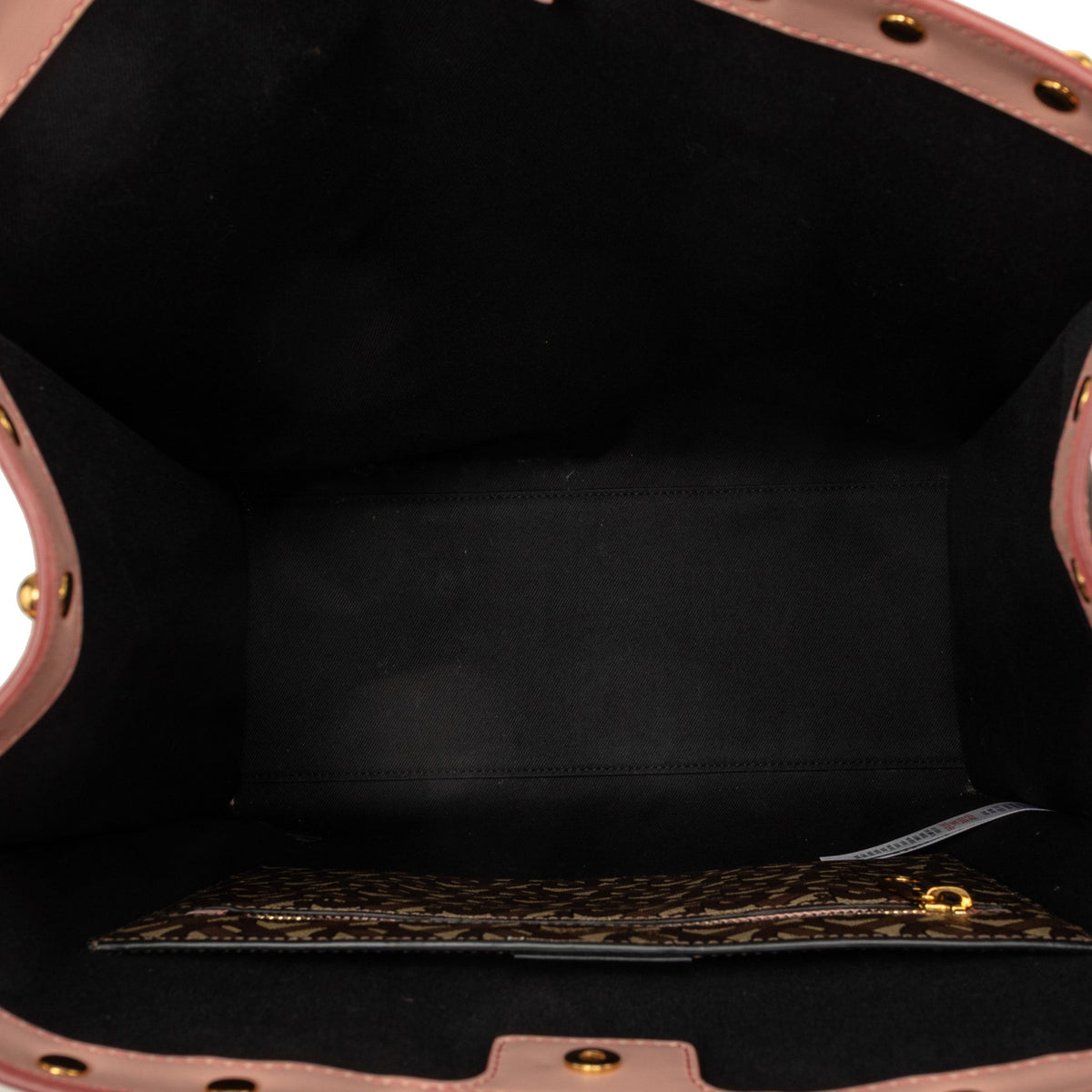 Burberry TB Monogram E Canvas and Studded Leather Vertical Tote — Pink
