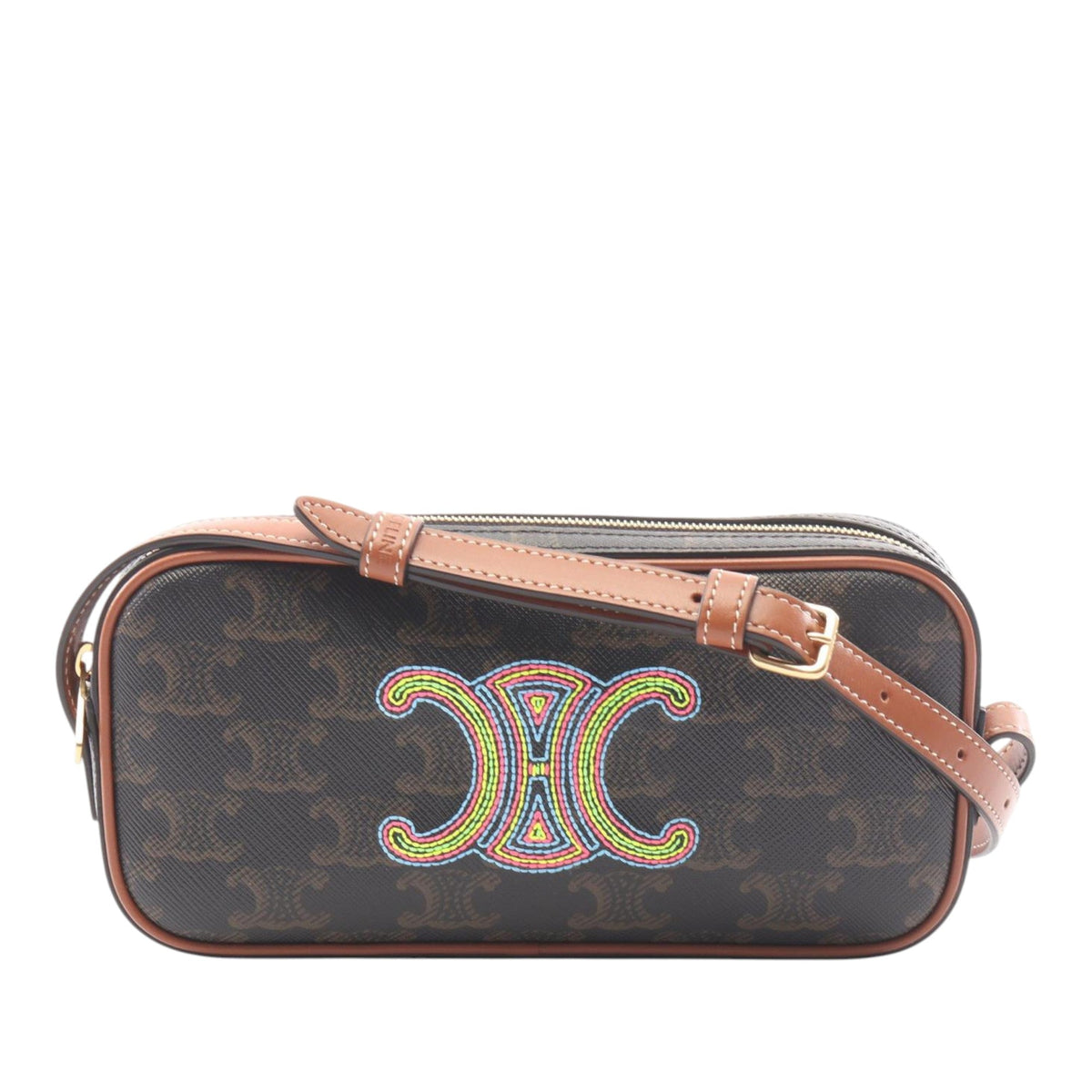 Celine Mini Triomphe Cuir Coated Canvas Camera Bag