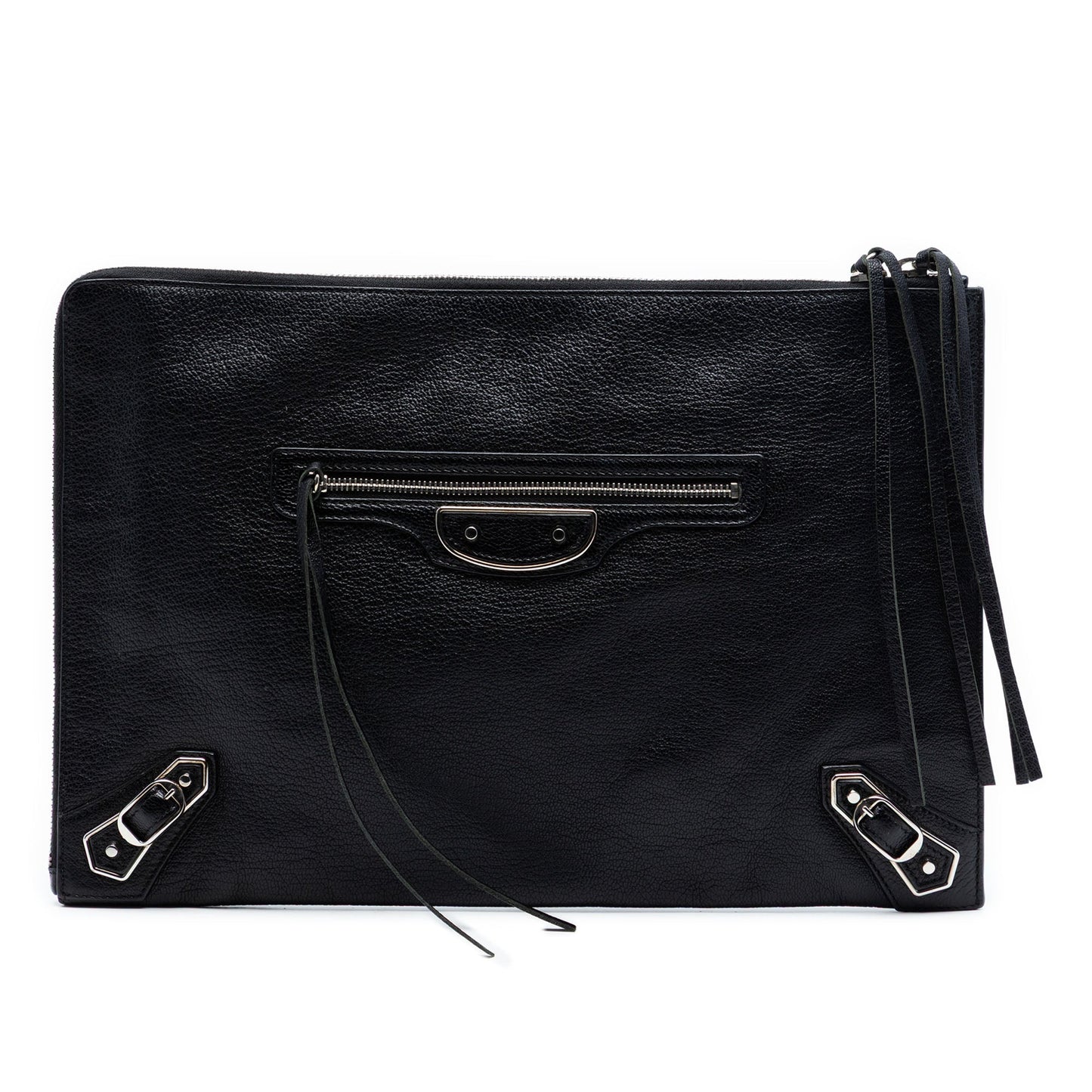 Balenciaga Goatskin Motocross Classic Metallic Edge Clutch