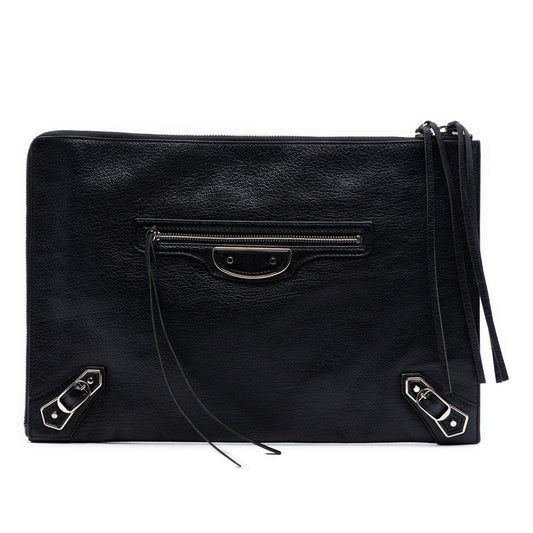 Balenciaga Goatskin Motocross Classic Metallic Edge Clutch