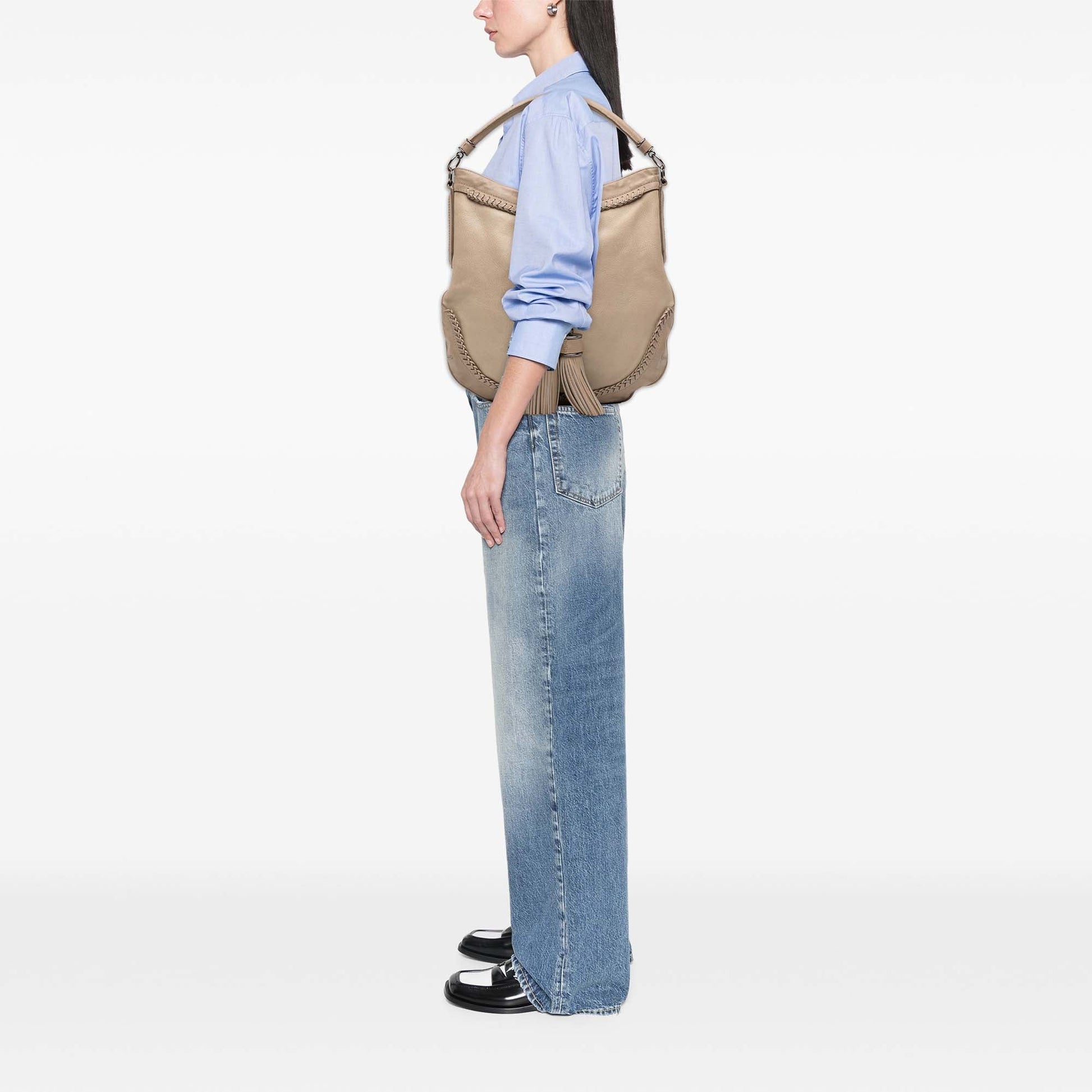 Burberry Leather Tassel Hobo Bag