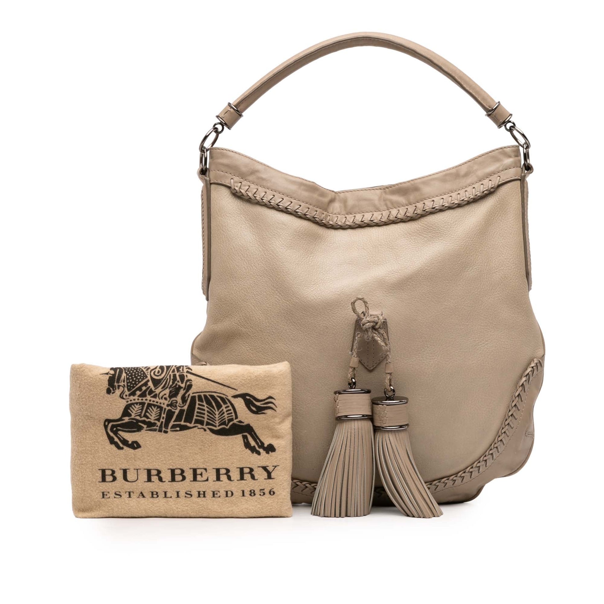 Burberry Leather Tassel Hobo Bag