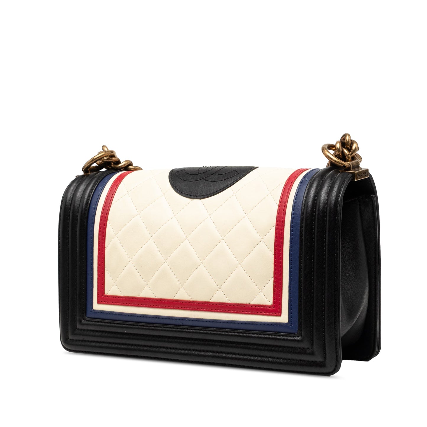 Chanel Old Medium Multicolor Quilted Lambskin Crest Boy Flap