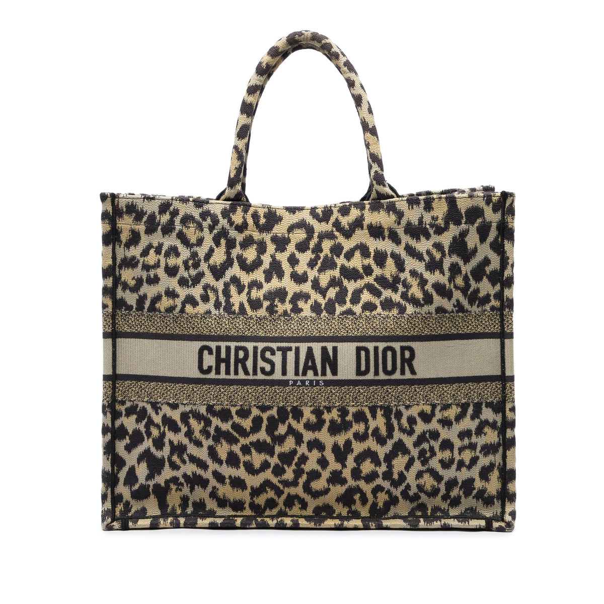 Dior Mizza Large Embroidered Canvas Leopard Book Tote