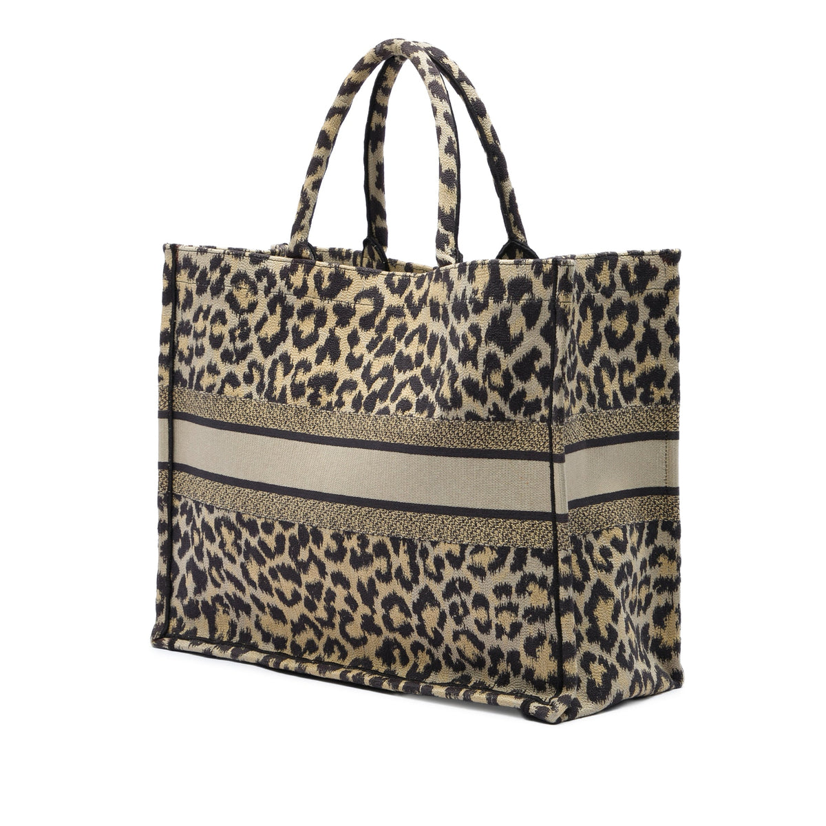 Dior Mizza Large Embroidered Canvas Leopard Book Tote