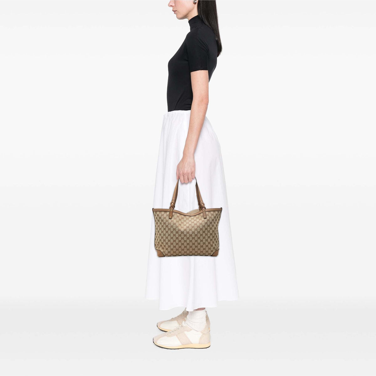 Gucci Medium GG Canvas Craft Tote — Beige