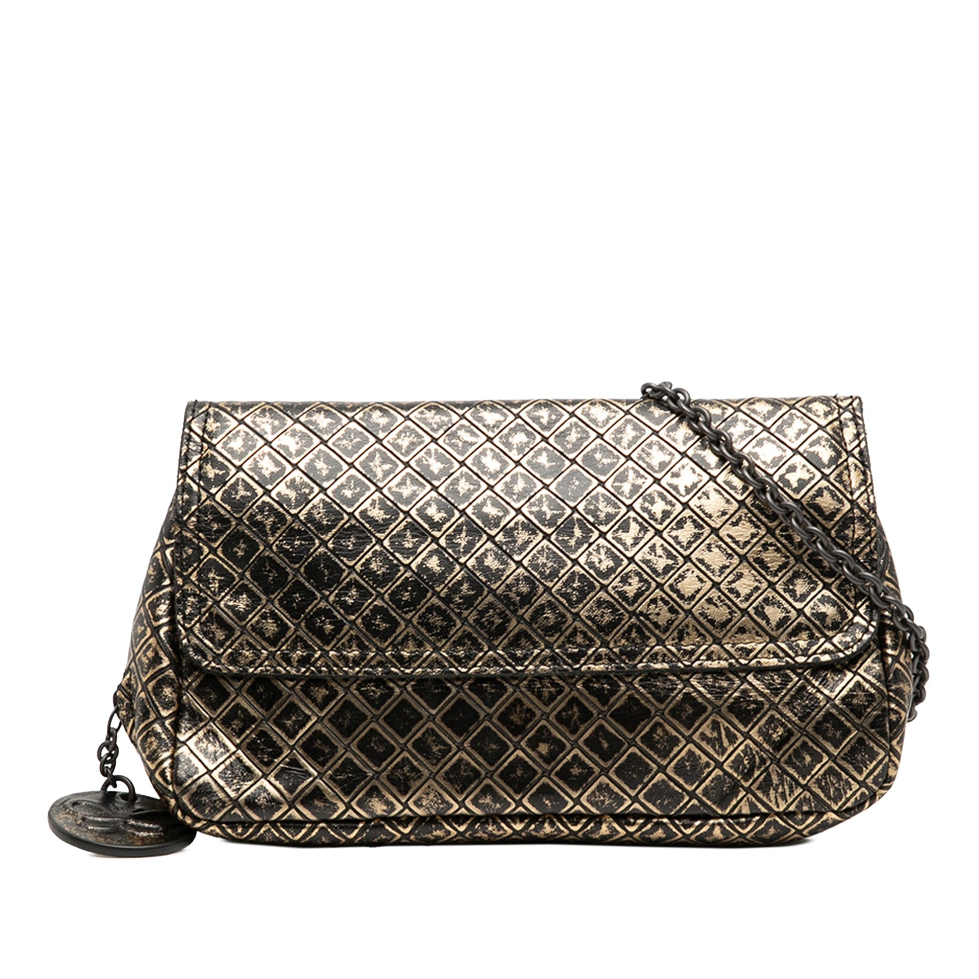Bottega Veneta Metallic Calfskin Intrecciomirage Chain Flap Crossbody