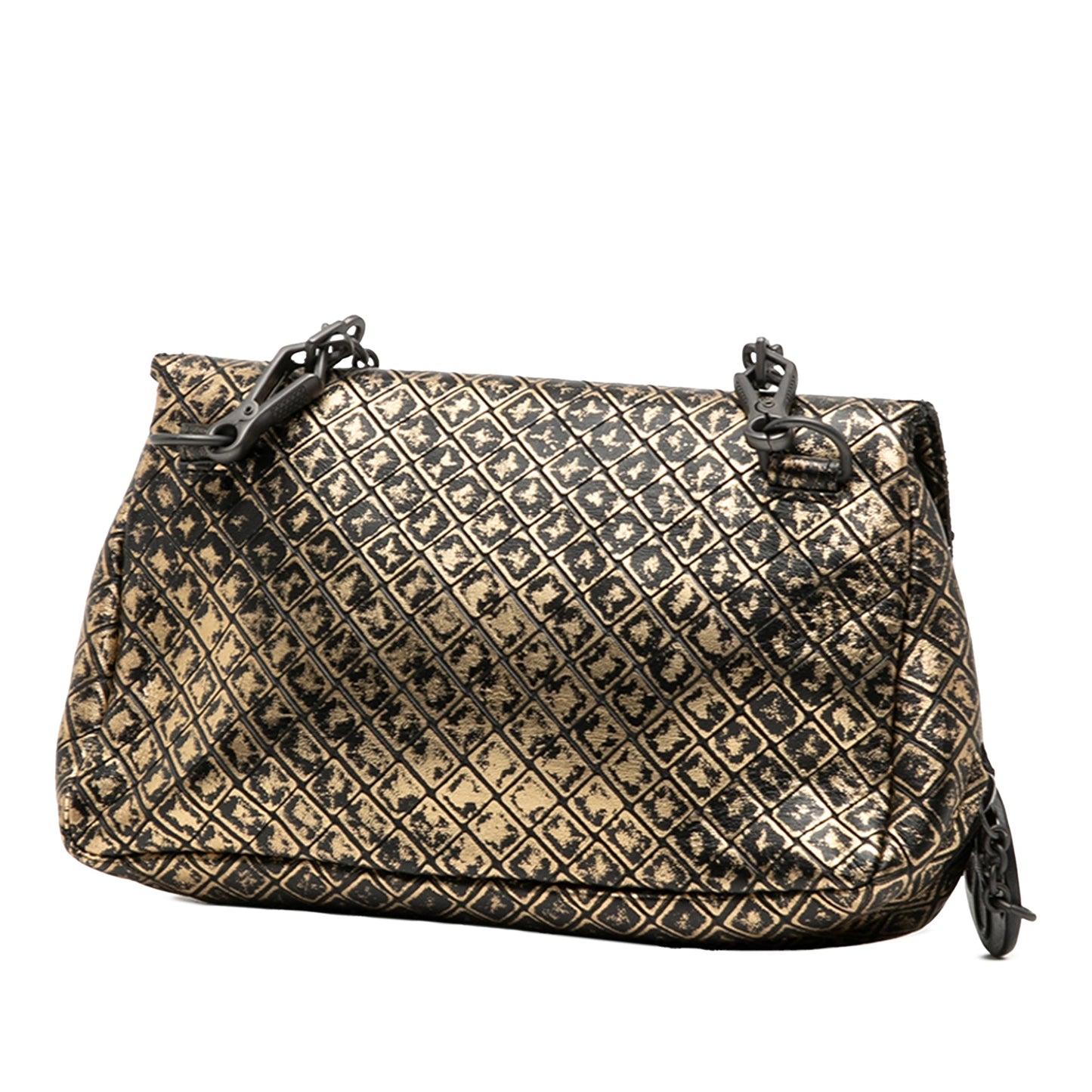 Bottega Veneta Metallic Calfskin Intrecciomirage Chain Flap Crossbody