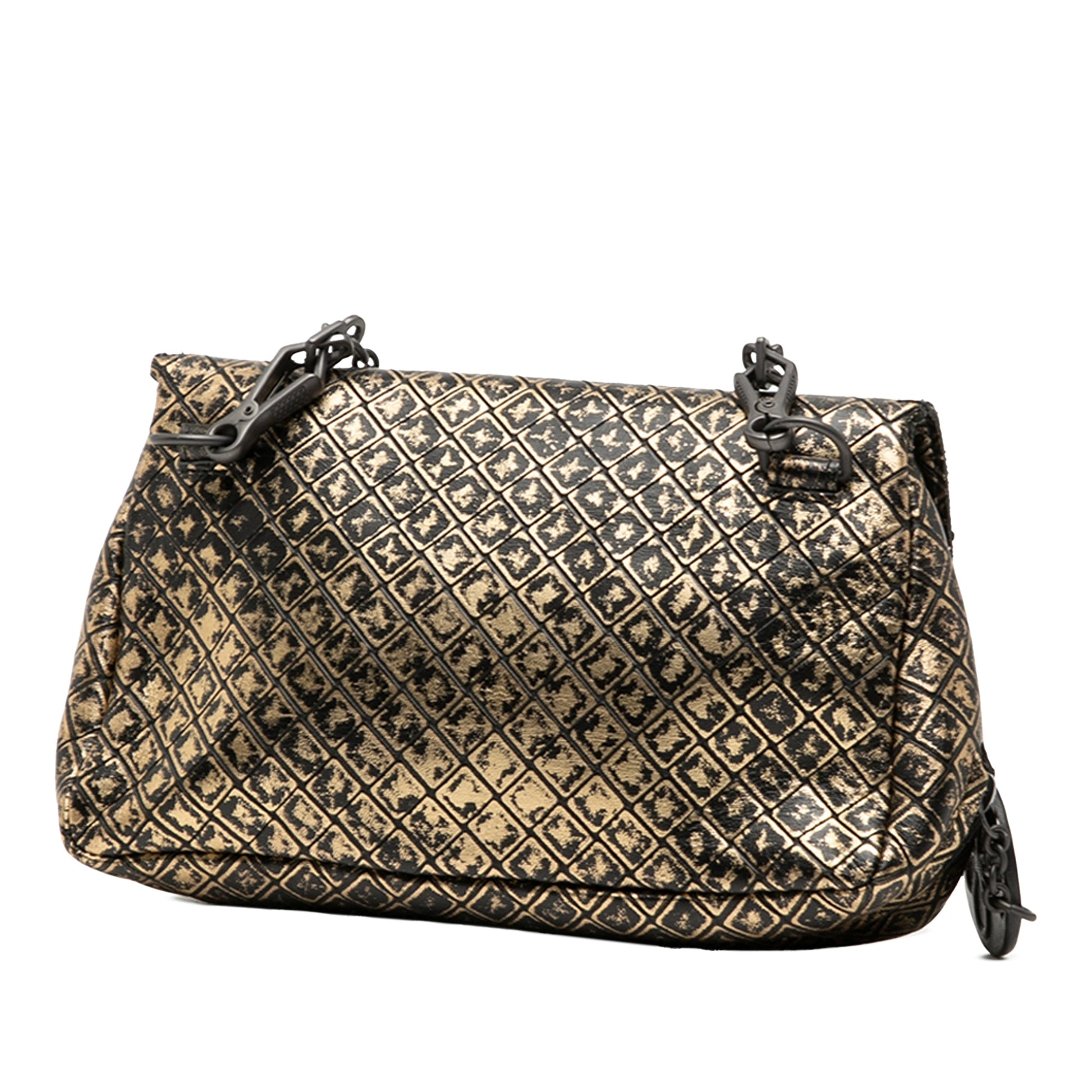 Bottega Veneta Metallic Calfskin Intrecciomirage Chain Flap Crossbody