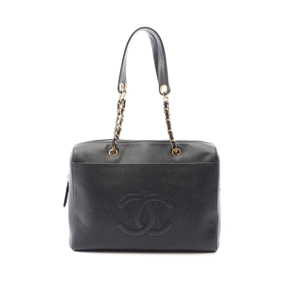 Chanel CC Caviar Chain Zip Tote — Black