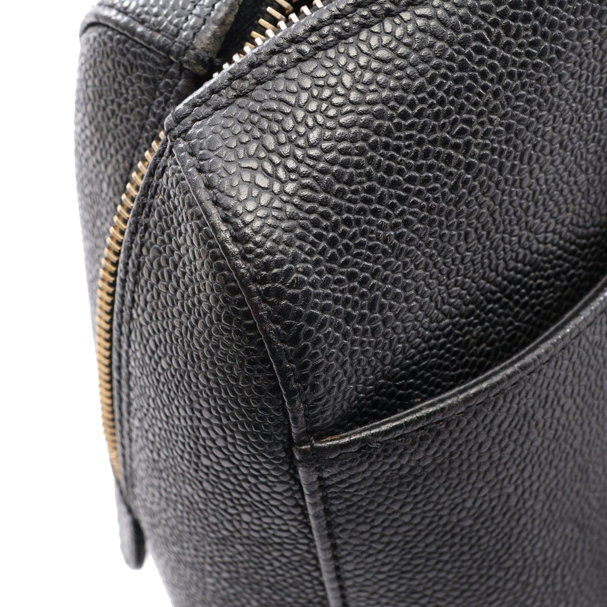 Chanel CC Caviar Chain Zip Tote — Black