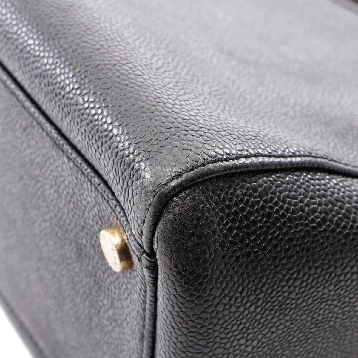 Chanel CC Caviar Chain Zip Tote — Black