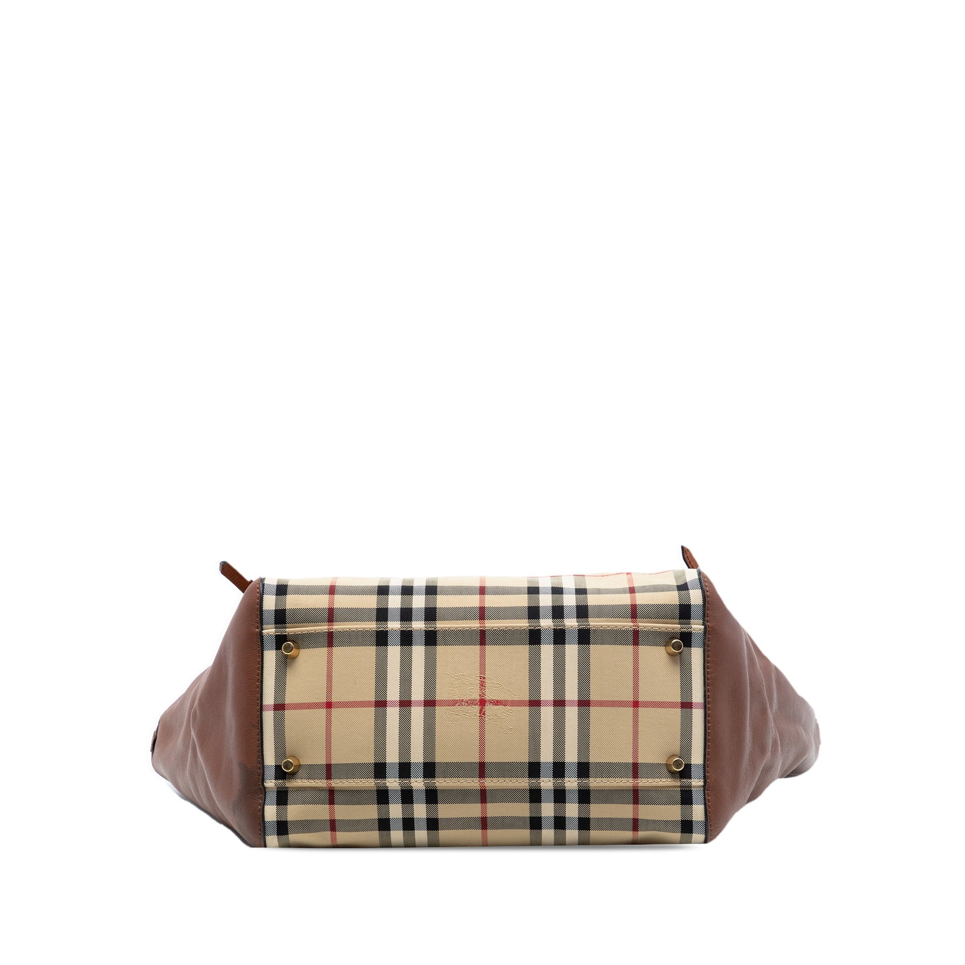 Burberry Small Leather Trimmed Haymarket Check Coated Canvas Canterbury Tote