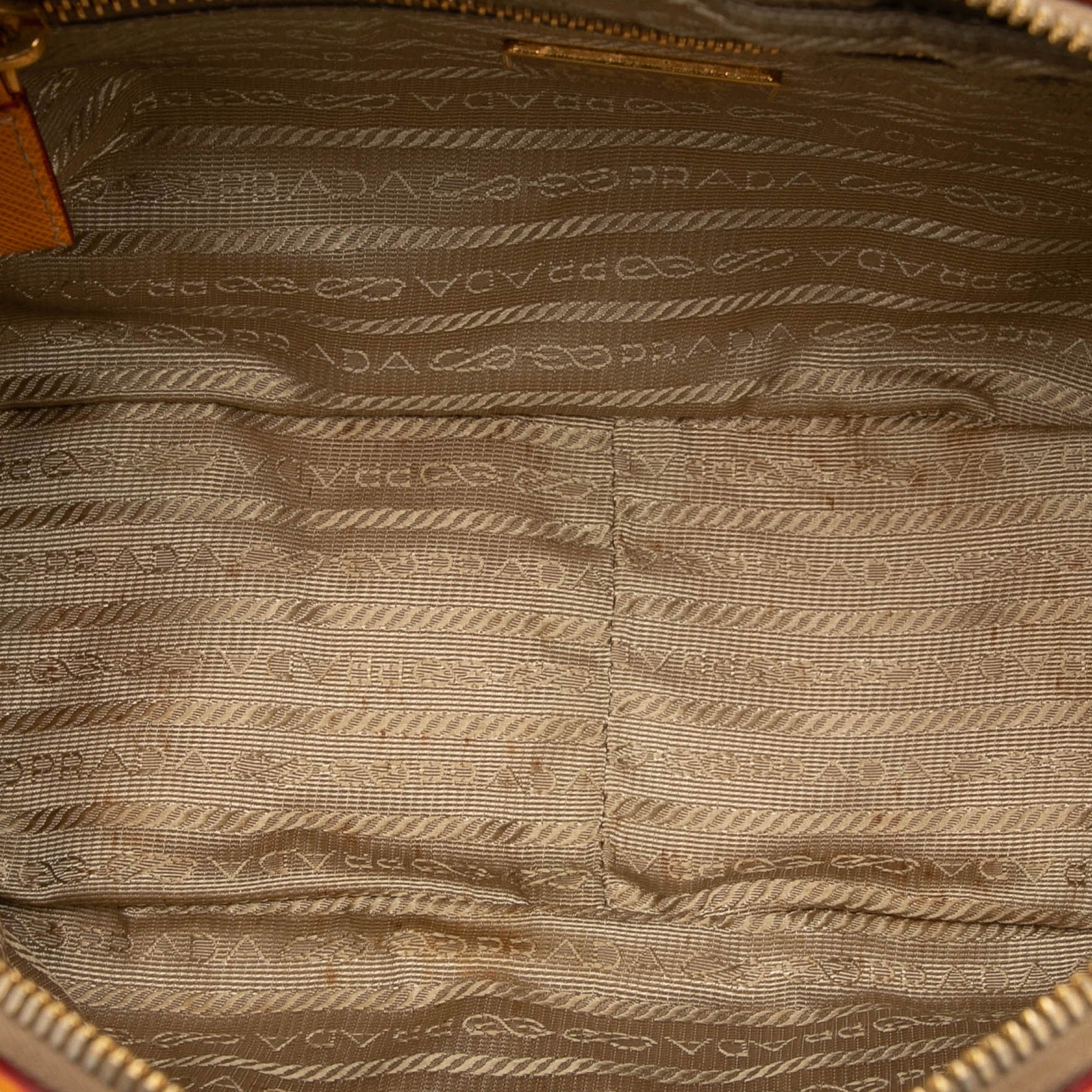 Prada Small Saffiano Trimmed Canvas Grommet Bauletto Bag