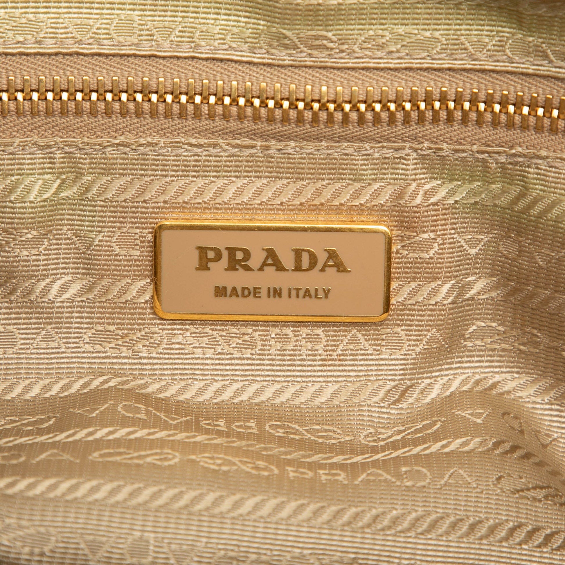 Prada Small Saffiano Trimmed Canvas Grommet Bauletto Bag