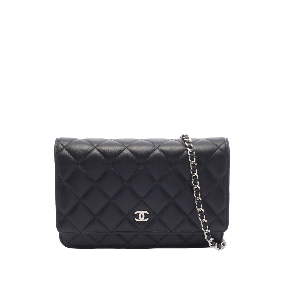 Chanel CC Quilted Lambskin Wallet On Chain — Black