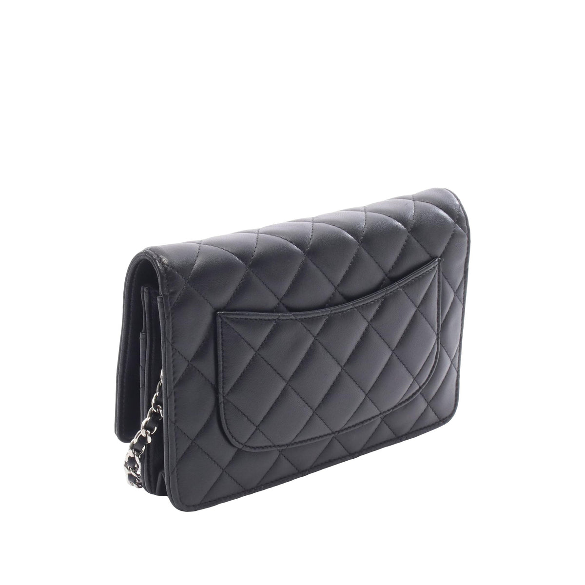 Chanel CC Quilted Lambskin Wallet On Chain — Black