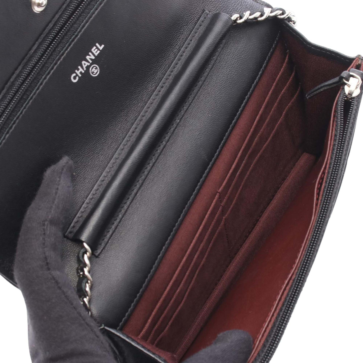 Chanel CC Quilted Lambskin Wallet On Chain — Black