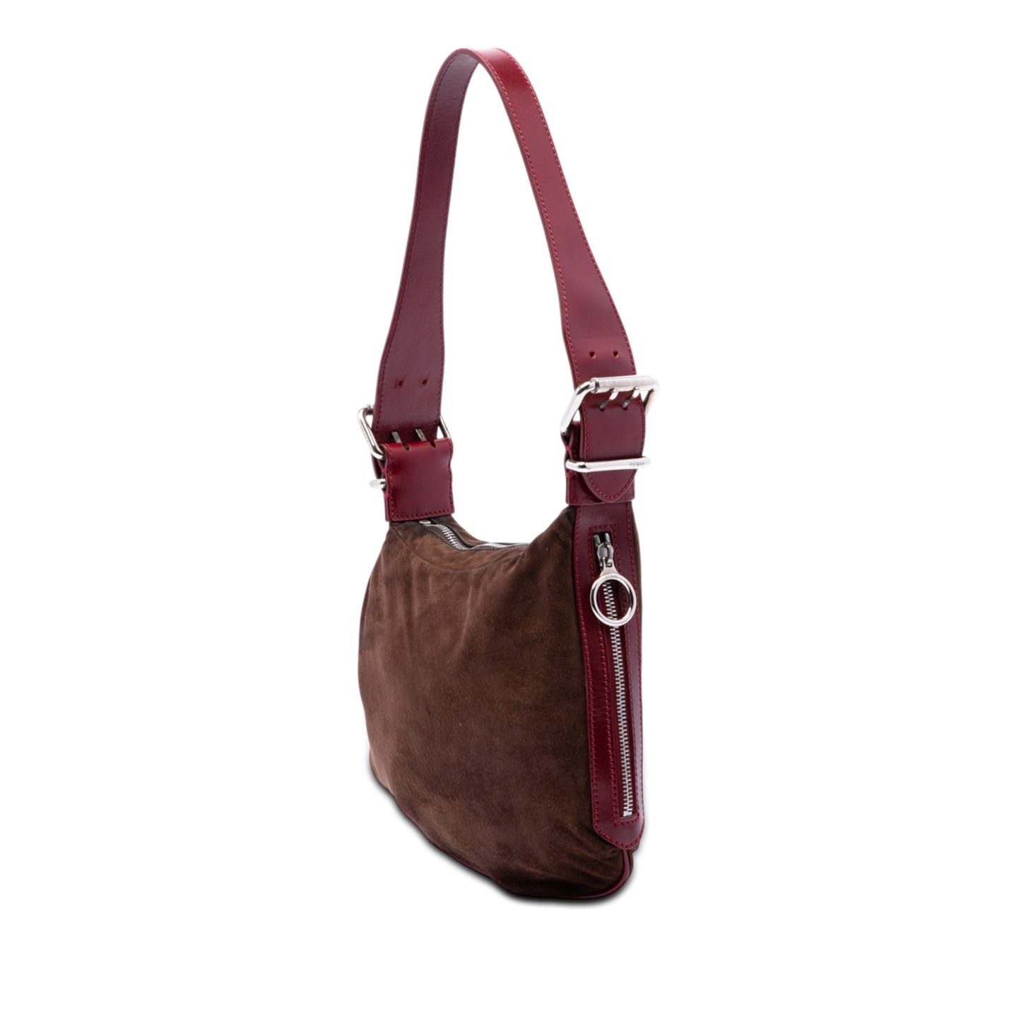 Fendi Sequin and Crystal Embellished Suede Oyster Shoulder Bag