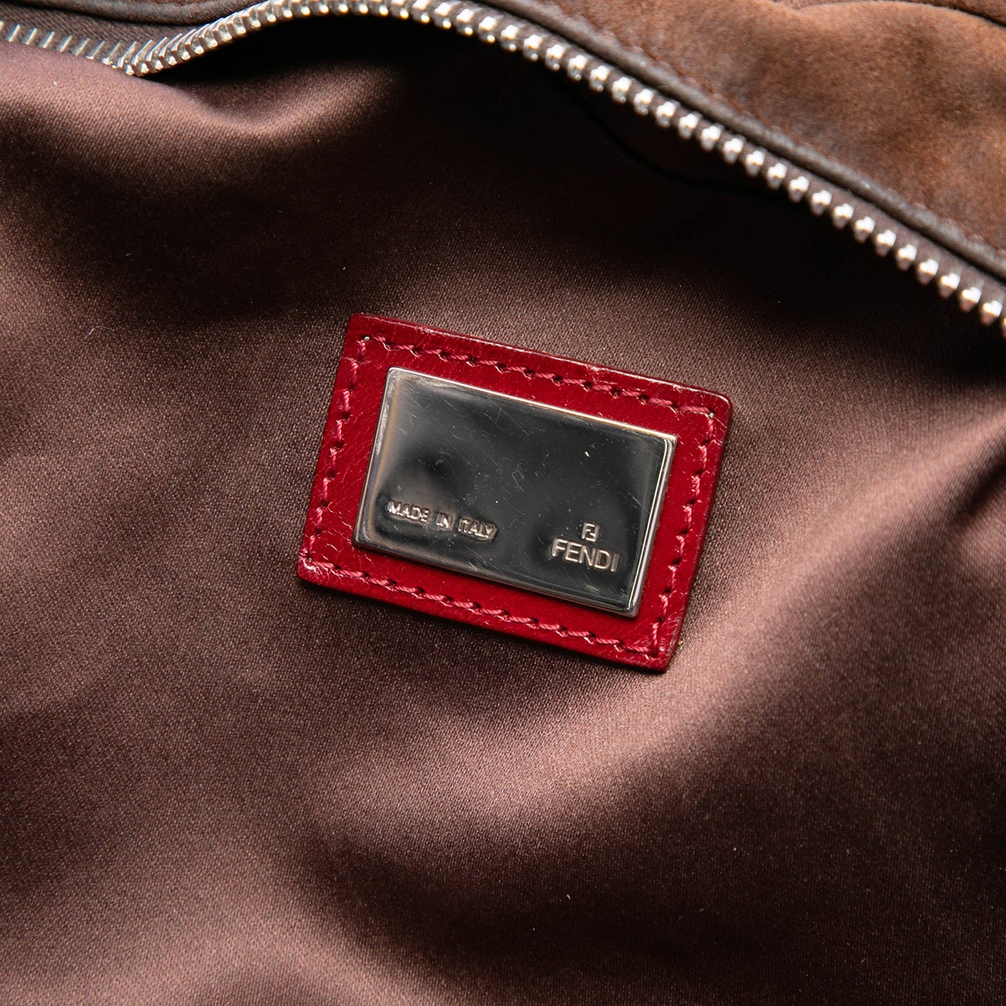 Fendi Sequin and Crystal Embellished Suede Oyster Shoulder Bag