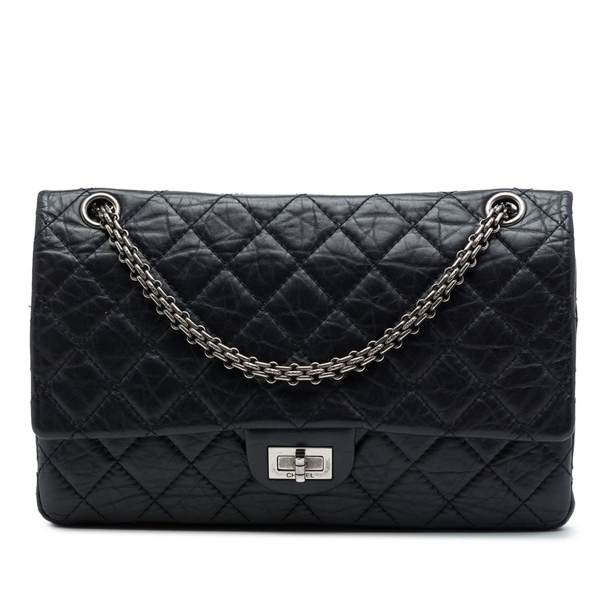 Chanel Quilted Aged Calfskin Reissue 2.55 Double Flap 226 — Black