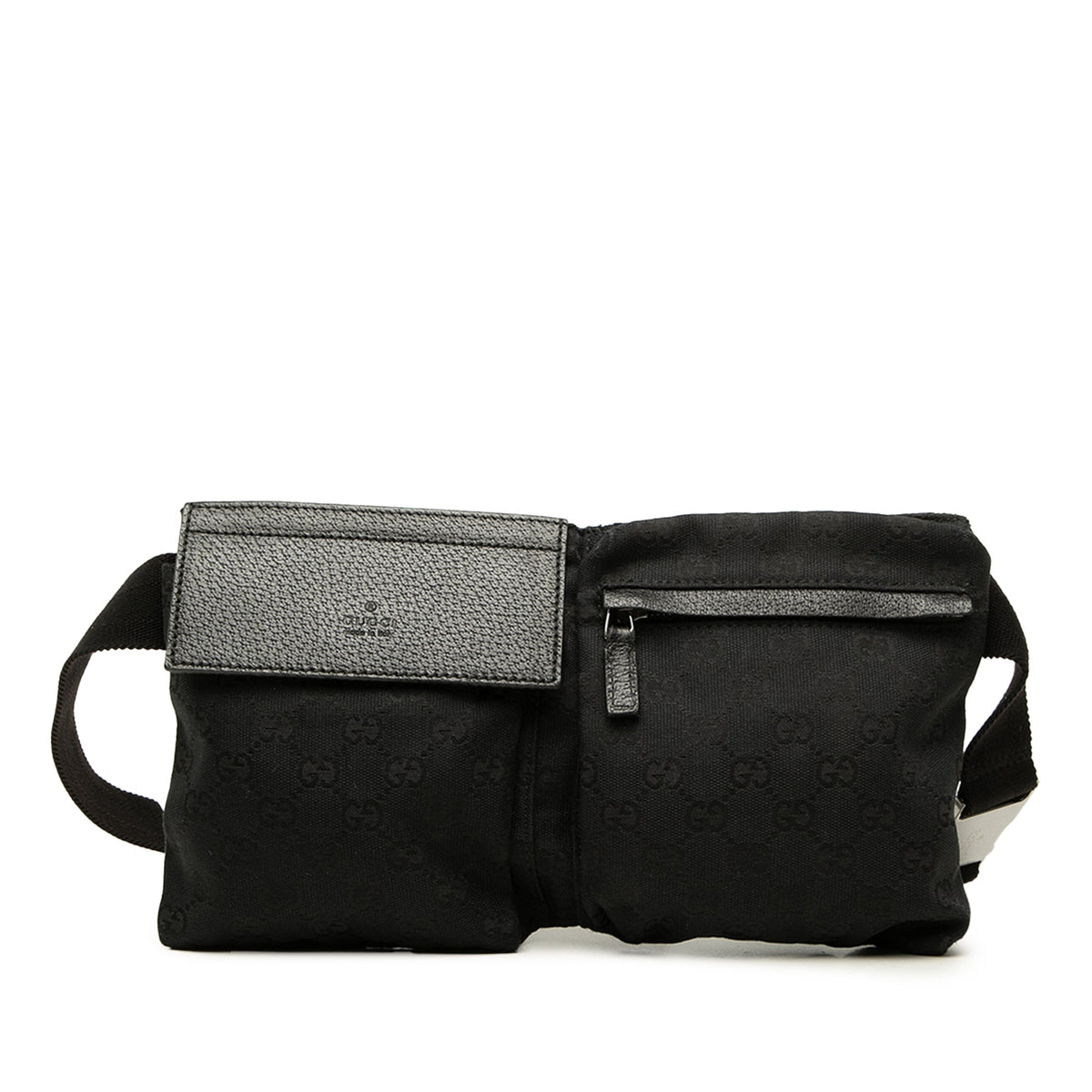 Gucci GG Canvas Double Pocket Belt Bag — Black