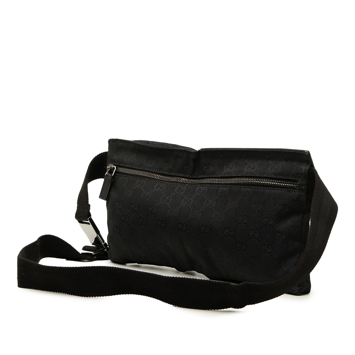 Gucci GG Canvas Double Pocket Belt Bag — Black