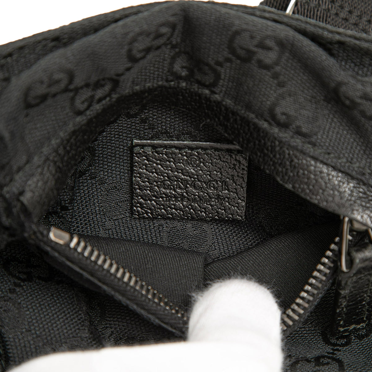 Gucci GG Canvas Double Pocket Belt Bag — Black