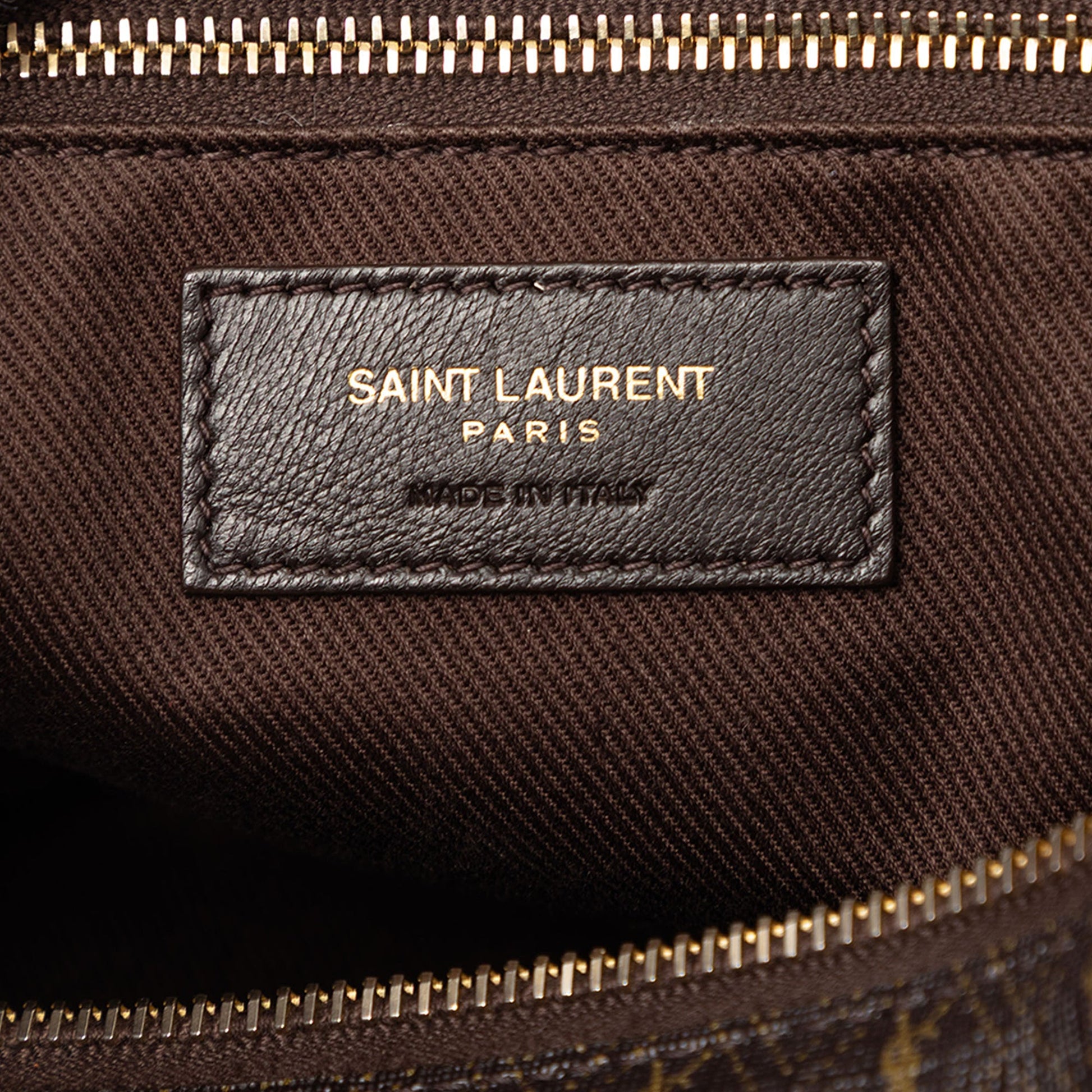 Saint Laurent Le Monogramme Coated Canvas and Leather Striped Boston Bag
