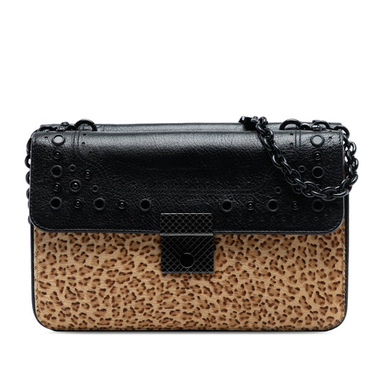 Bottega Veneta Leopard Print Pony Hair Glass Shoulder Bag